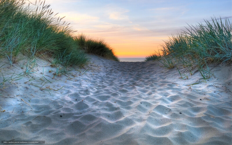 sandy path to sunset beach