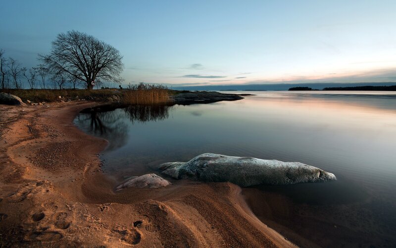 Sandy Shore at Dusk