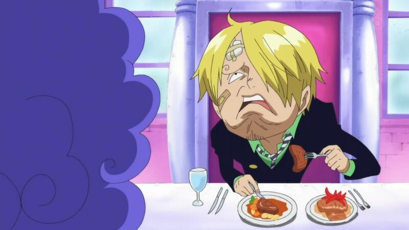 Sanji eating dinner