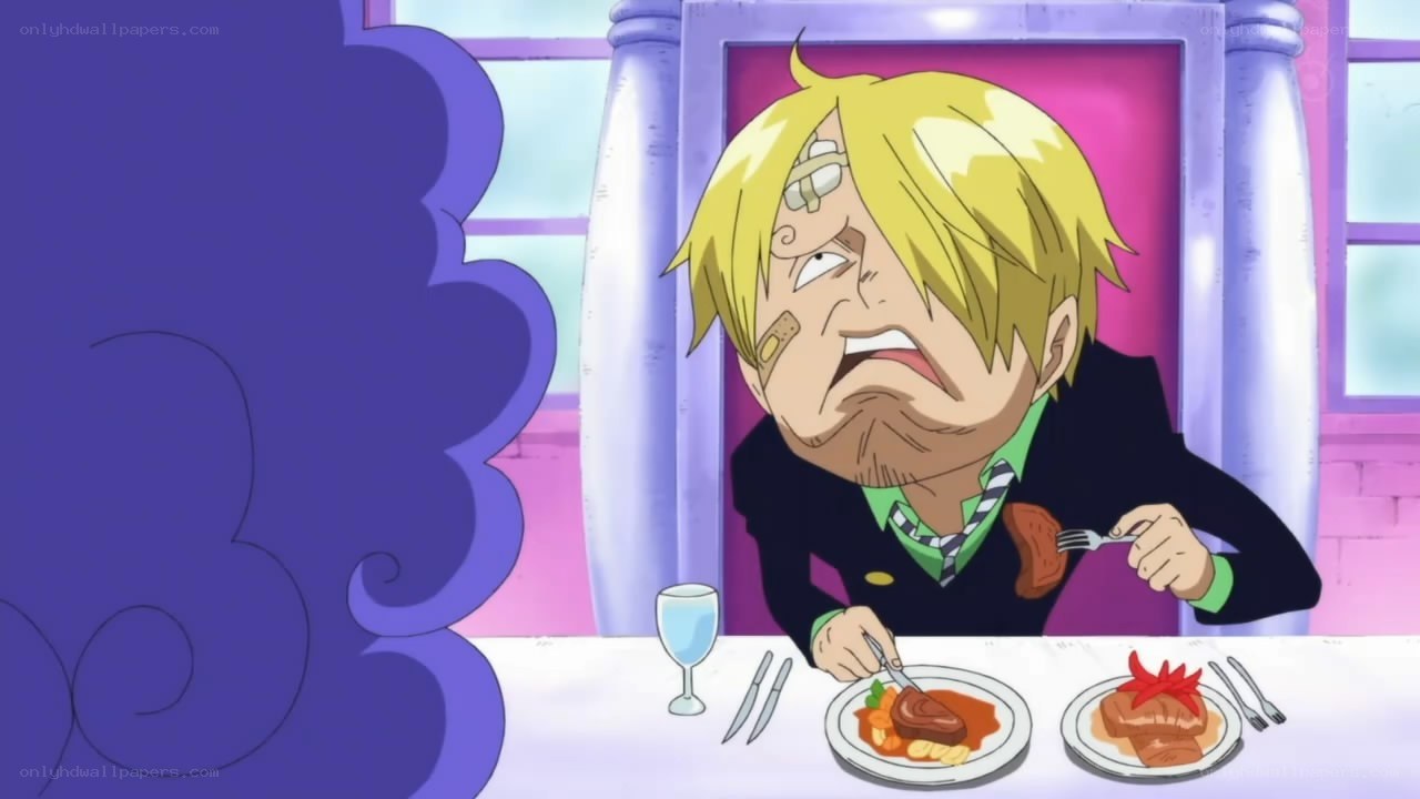 Sanji eating dinner