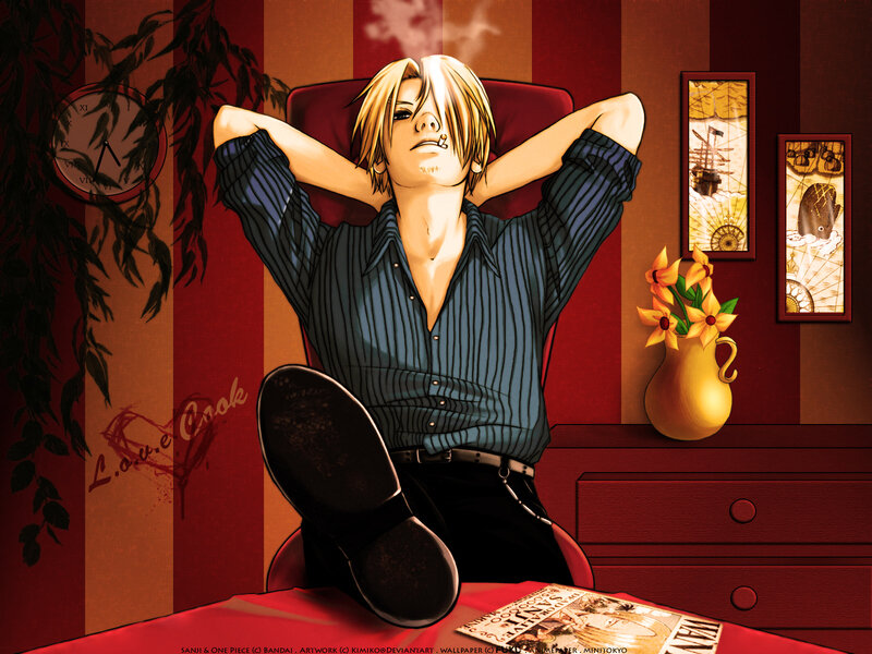 Sanji relaxing in a room
