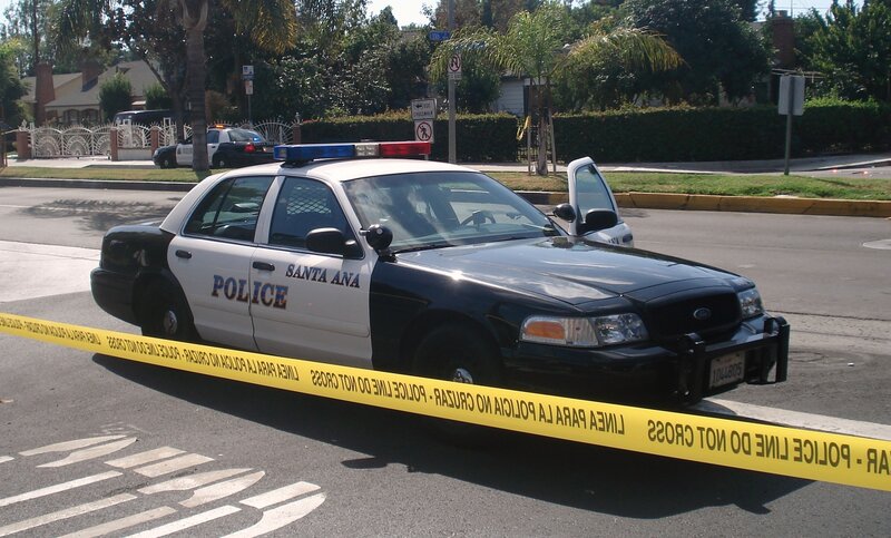 Santa Ana police car at crime scene