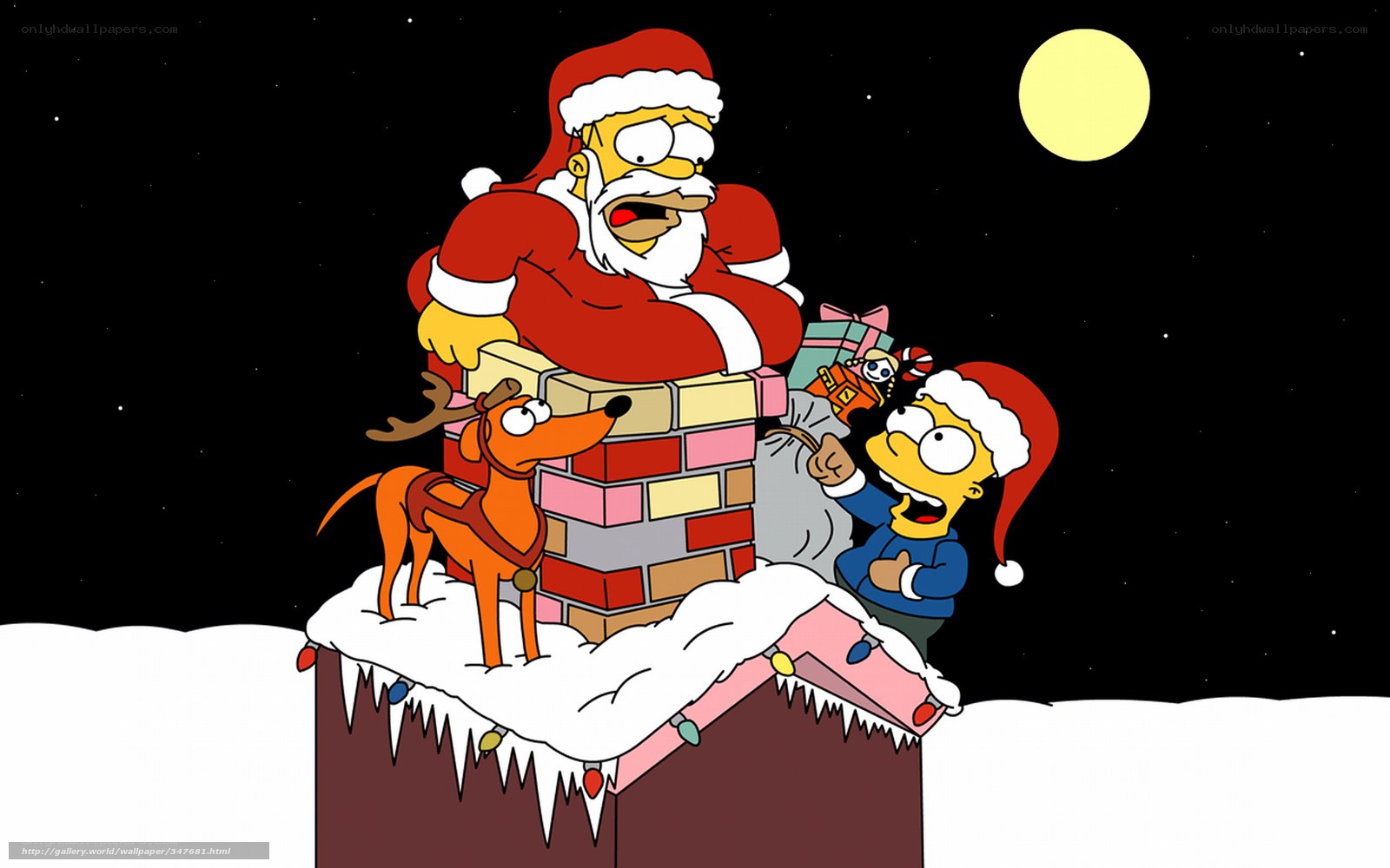 Santa and Bart on a rooftop