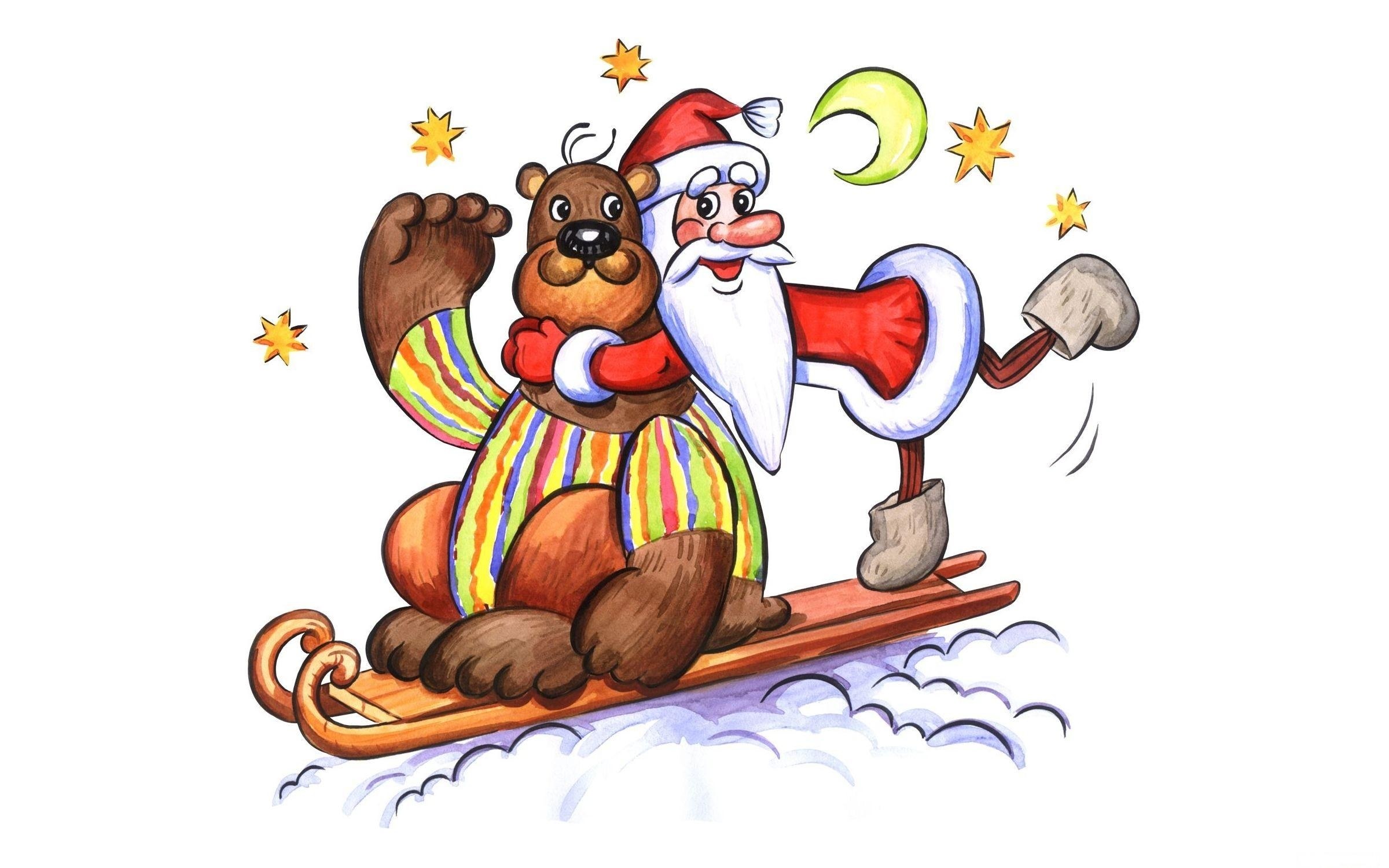 Santa and bear on sleigh