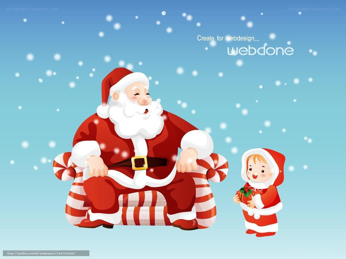 Santa and child with gift