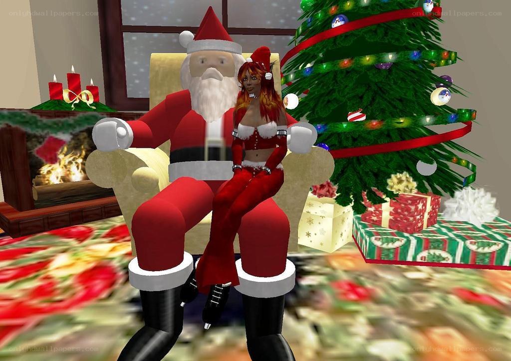 Santa and elf in festive scene