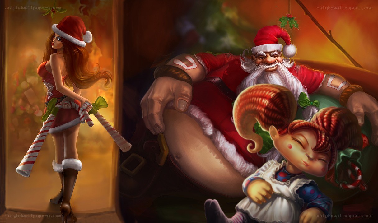 Santa and elves in festive scene