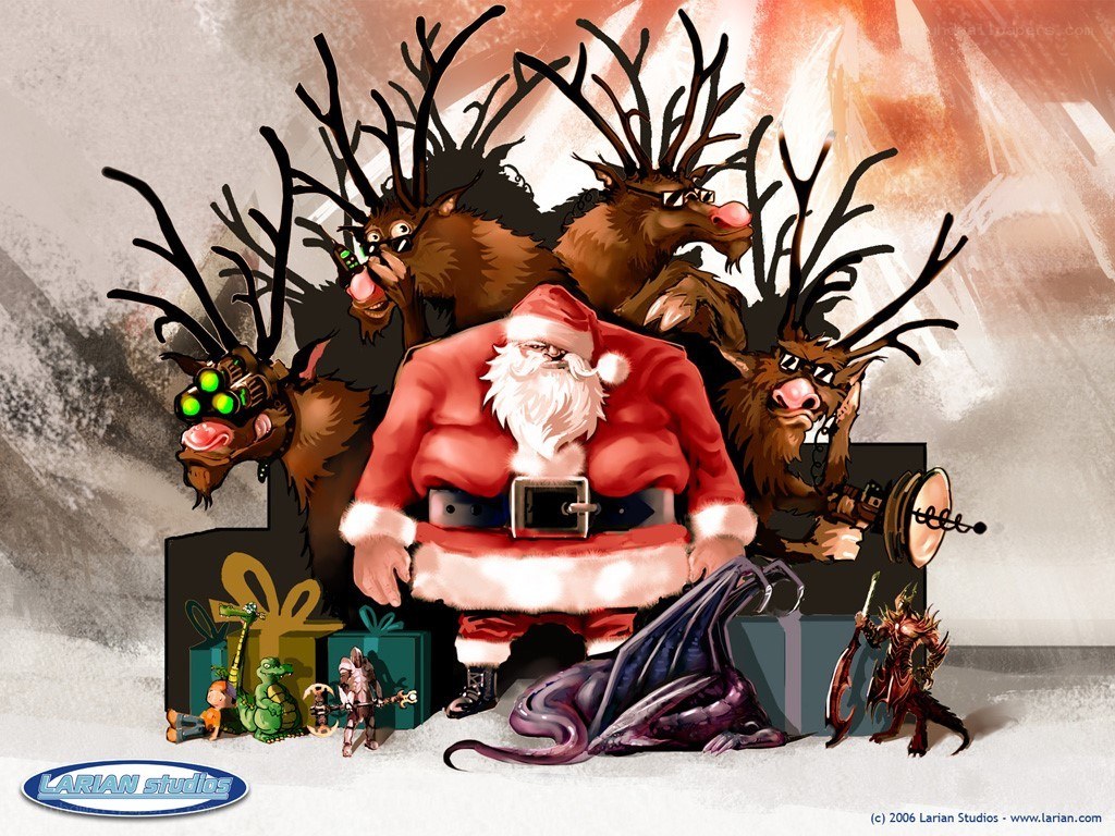 Santa and fantasy creatures