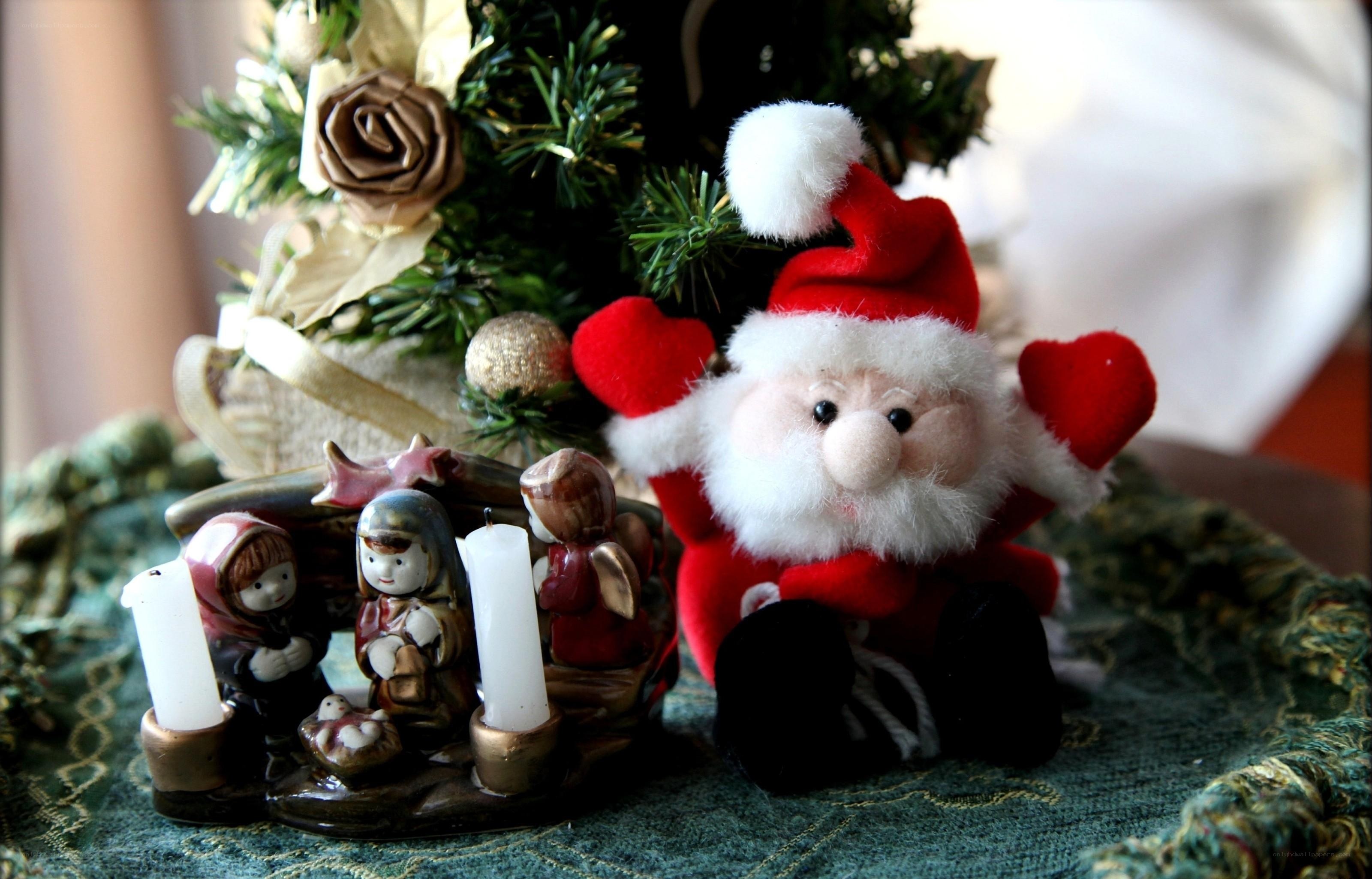Santa and nativity scene
