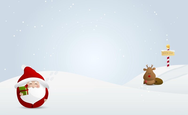 Santa and reindeer at North Pole