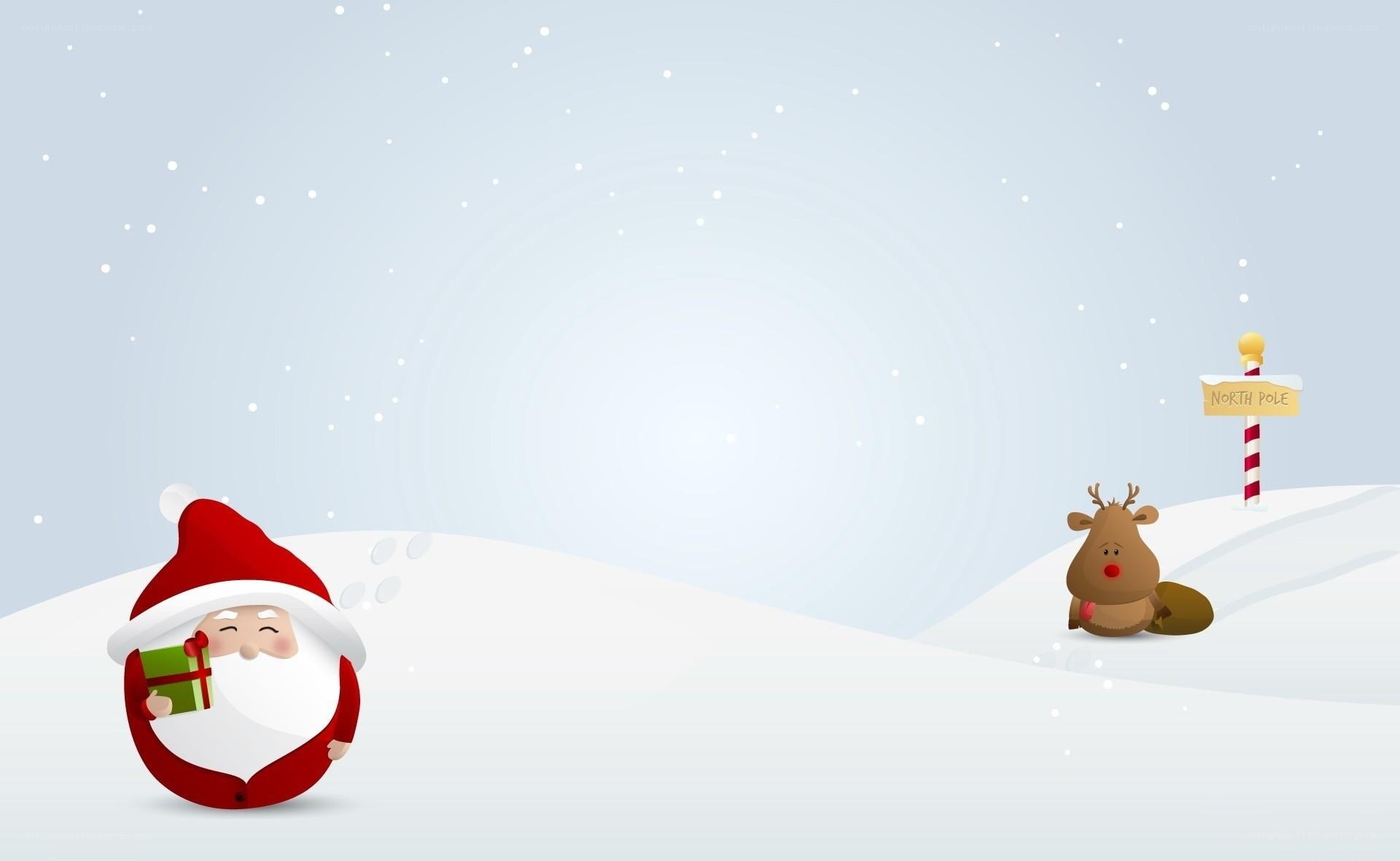 Santa and reindeer at North Pole