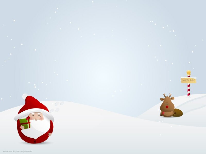 Santa and reindeer at North Pole