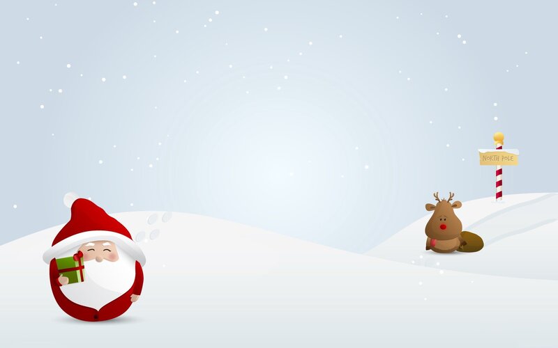 Santa and reindeer at North Pole