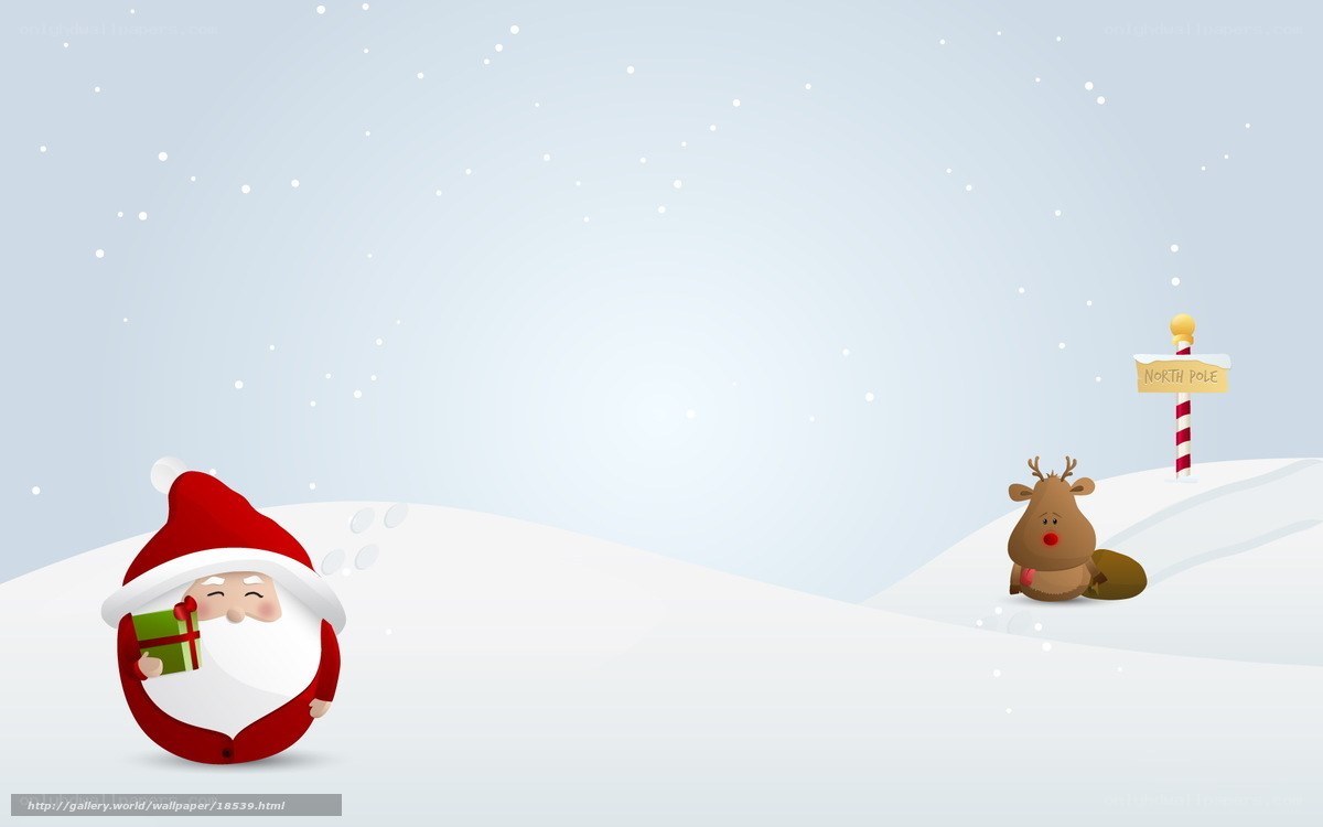 Santa and reindeer at North Pole