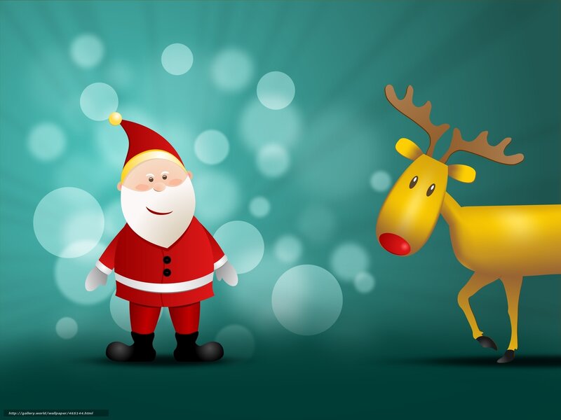 Santa and reindeer holiday scene