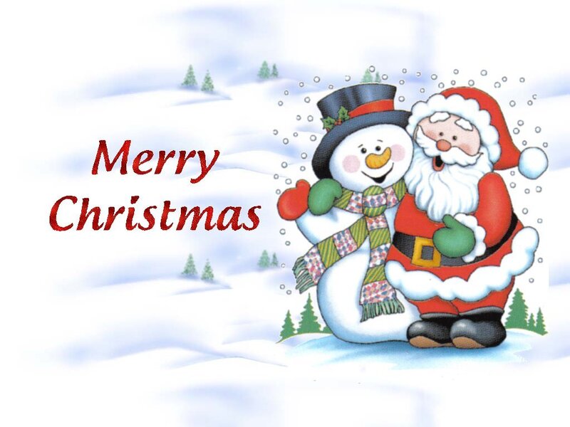 Santa and snowman Christmas card
