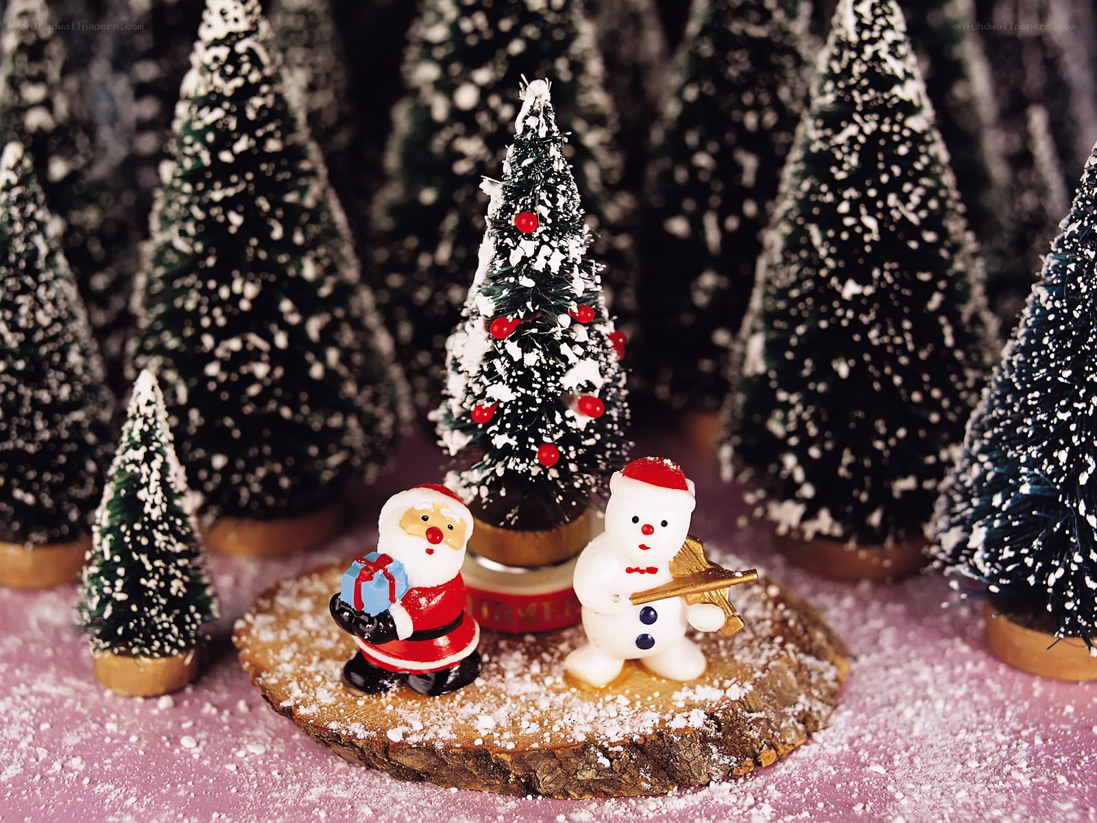 Santa and snowman figurines