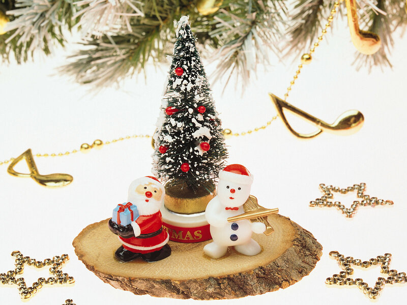 Santa and Snowman Figurines — White
