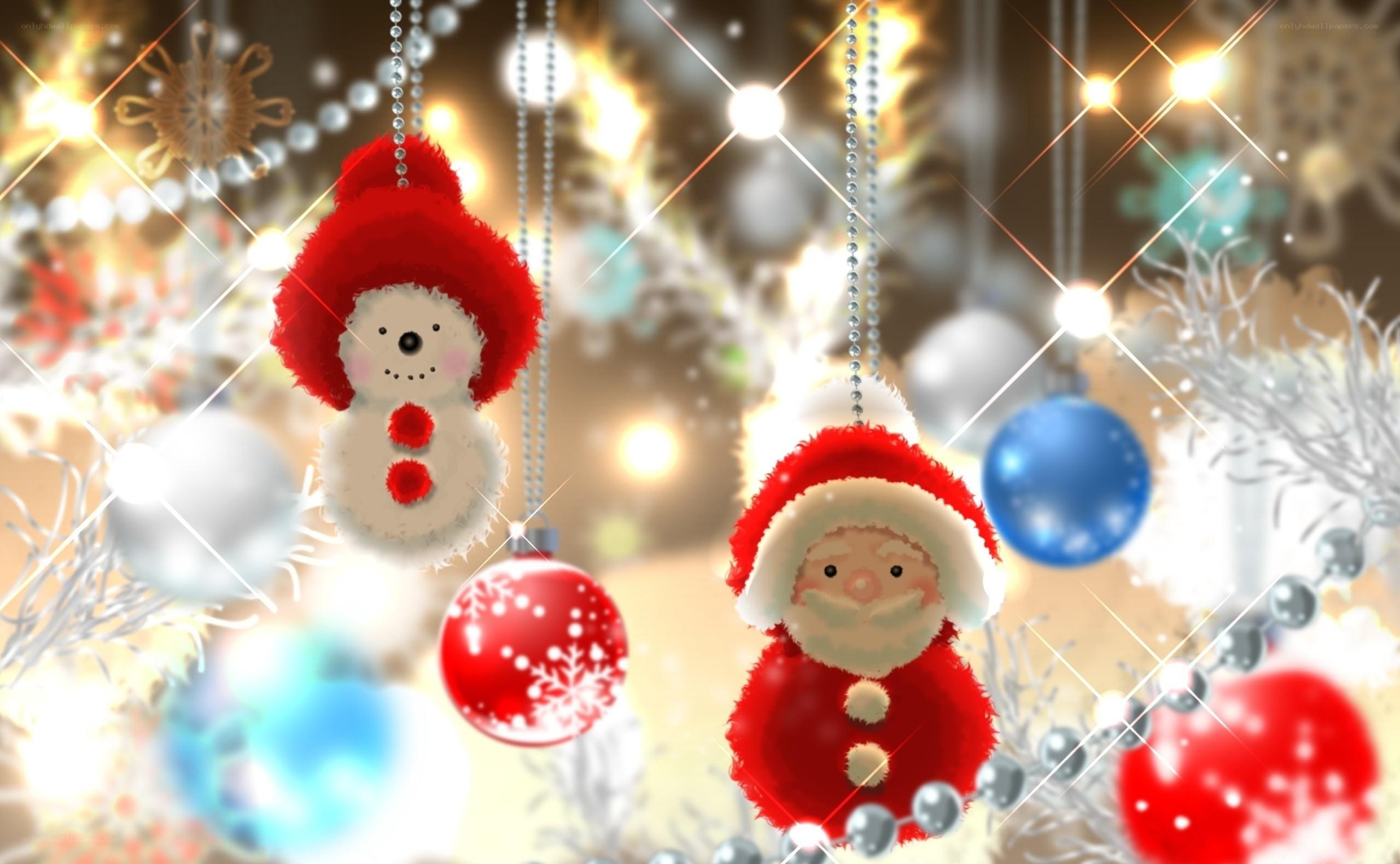 Santa and snowman ornaments