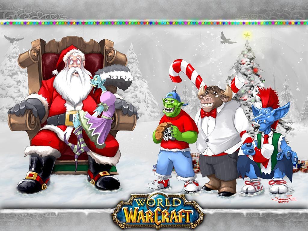 Santa and Warcraft characters