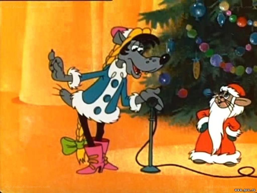 Santa and wolf singing Christmas