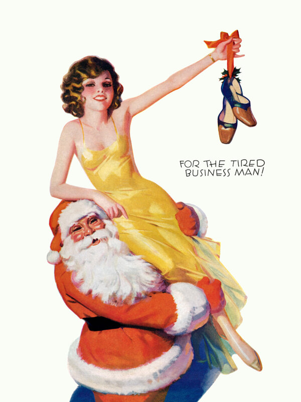 Santa and woman with shoes