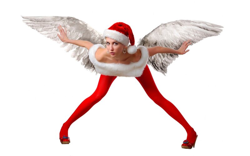 Santa angel in red tights