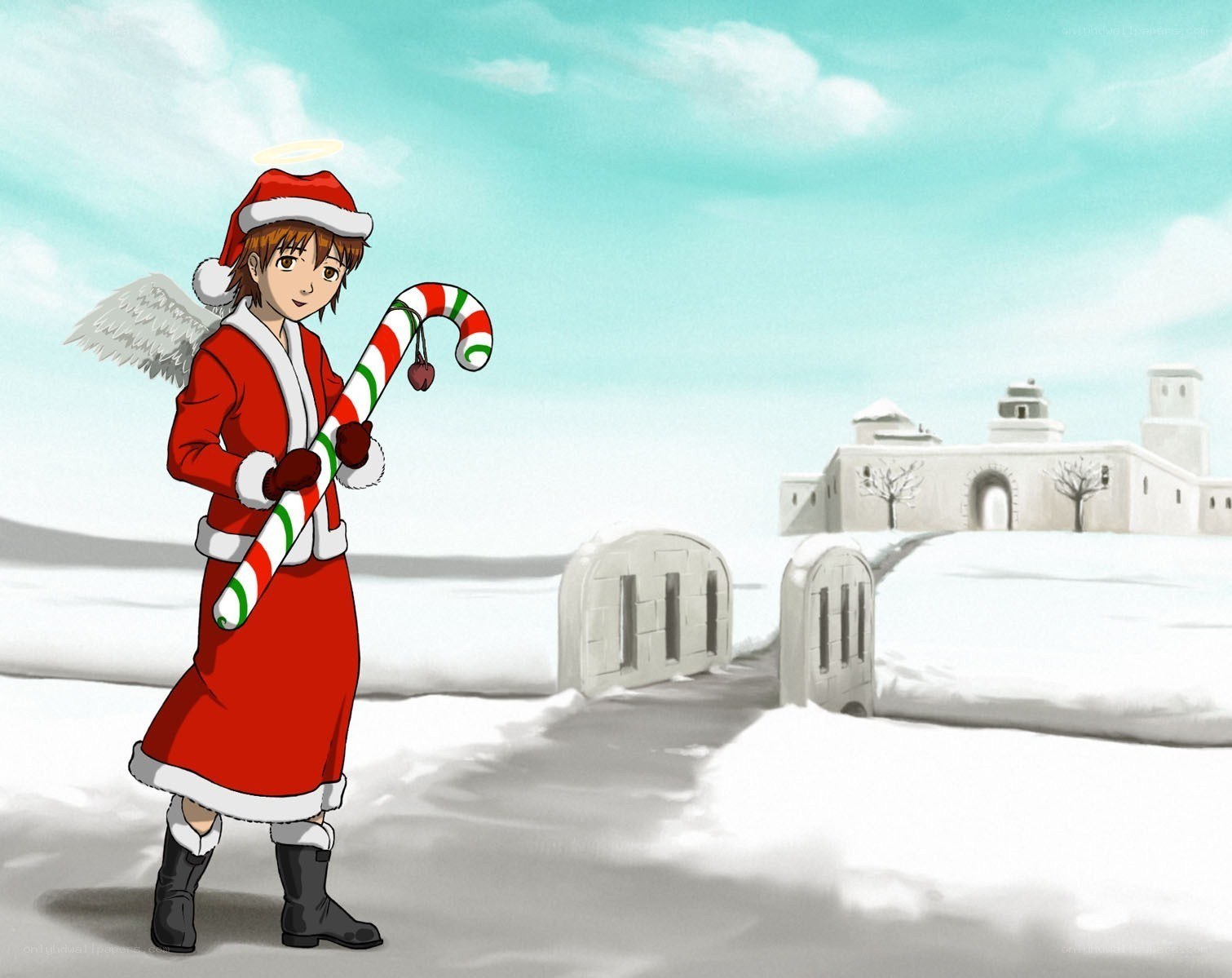 Santa angel with candy cane