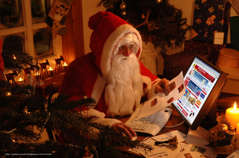 Santa at computer desk