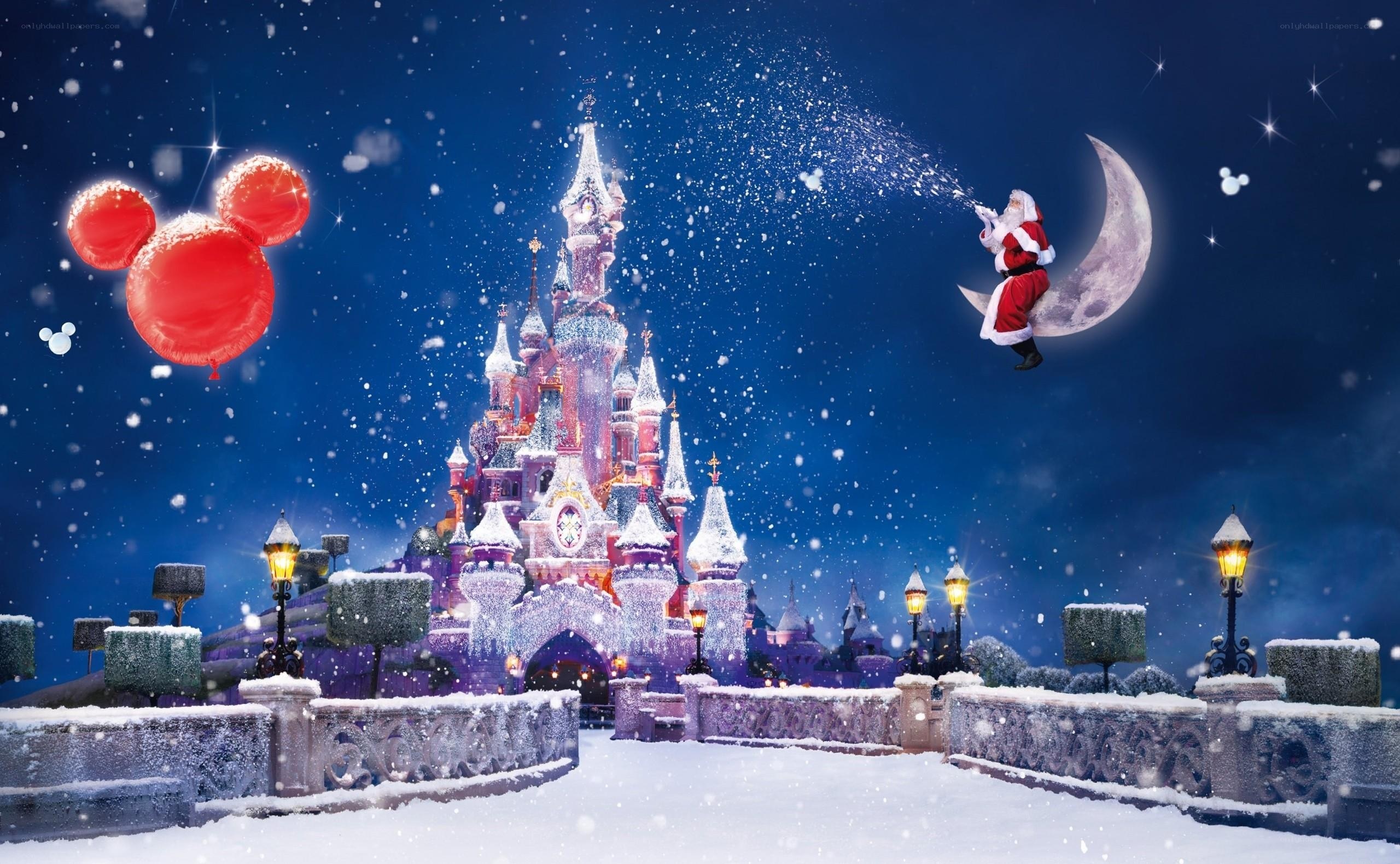 Santa at Disney Castle