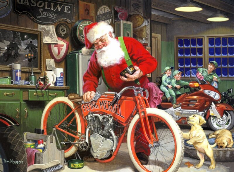 Santa at the garage workshop