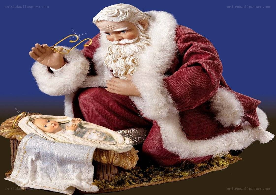 Santa at the nativity scene