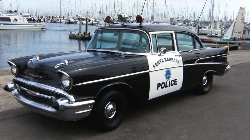 Santa Barbara police car at marina