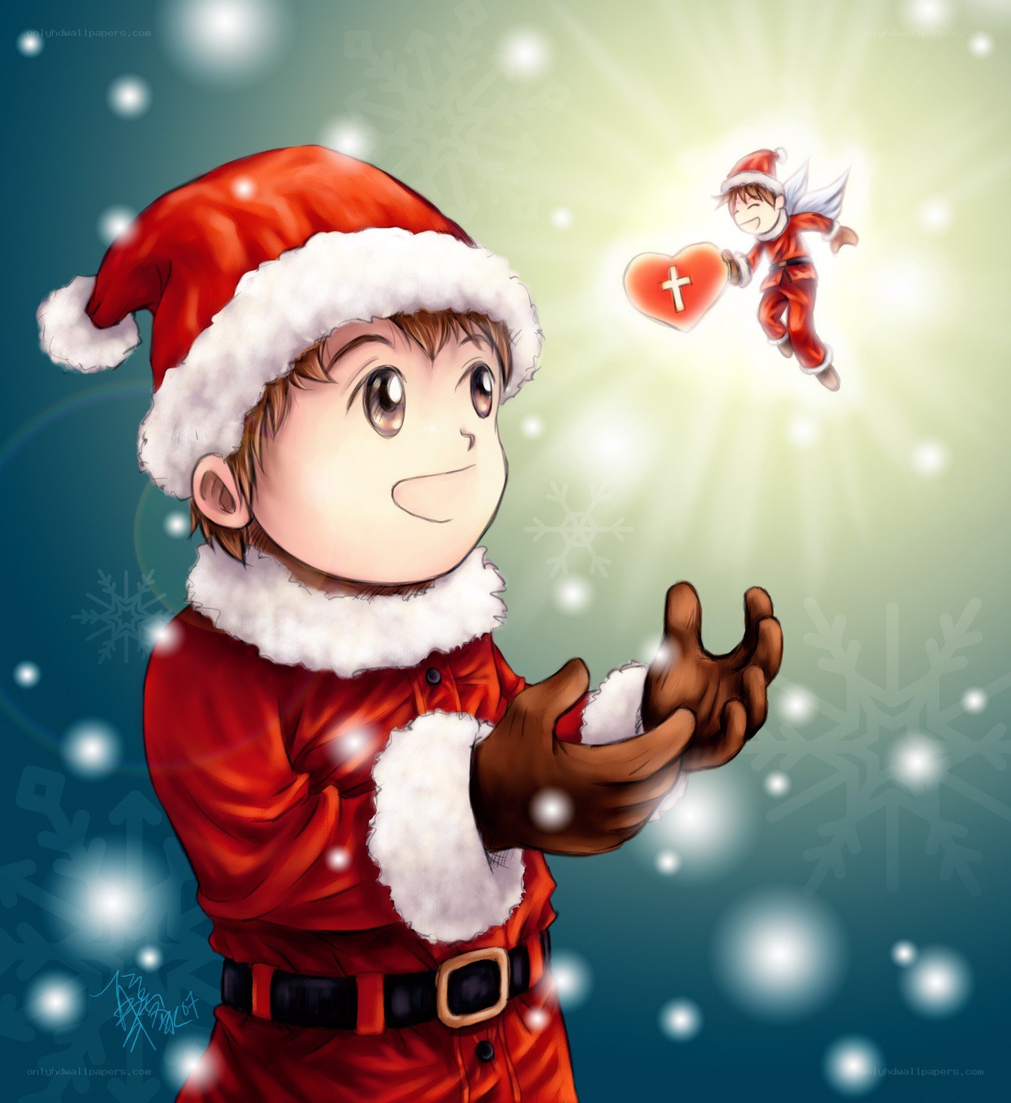Santa boy with angel