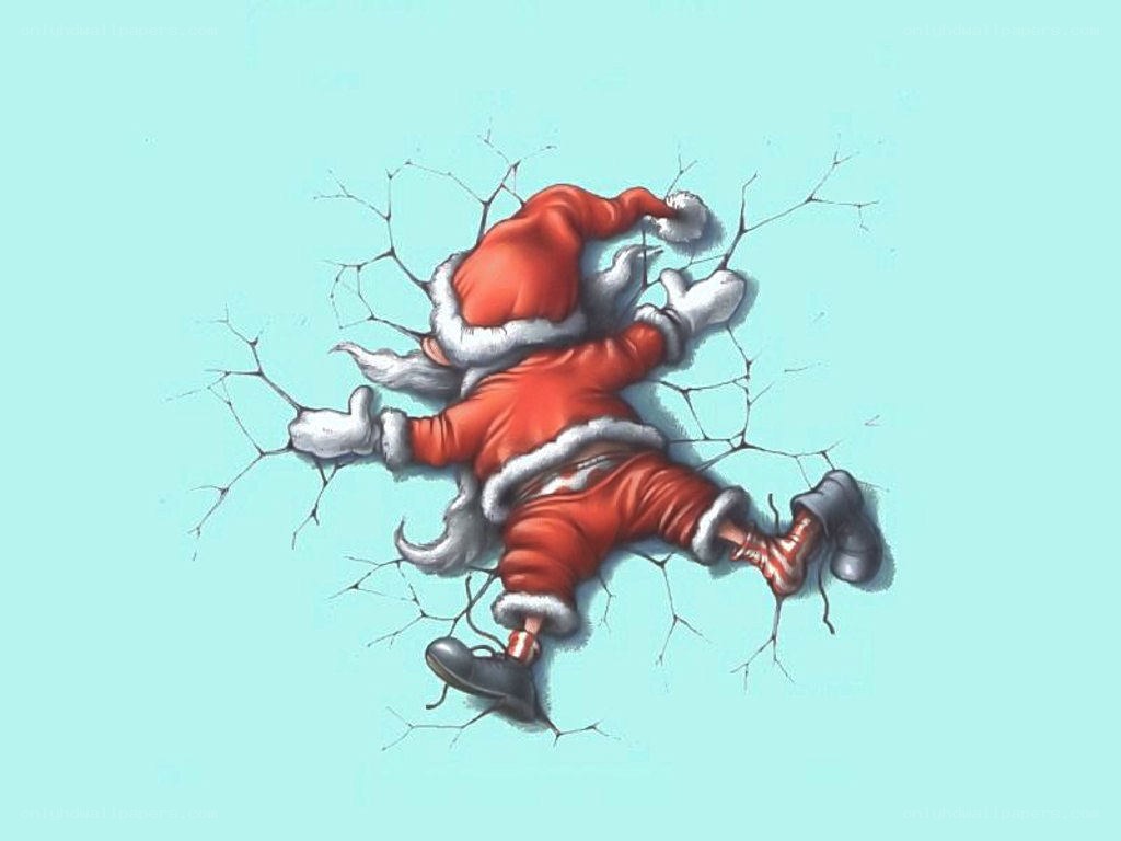 Santa breaking through wall