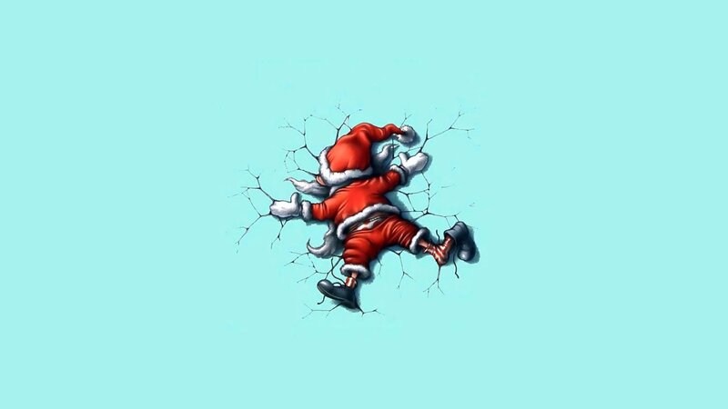 Santa breaking through wall