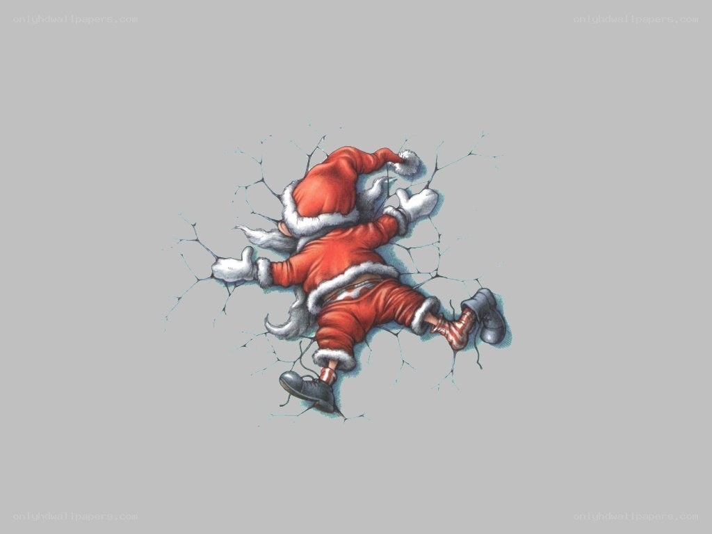 Santa breaking through wall