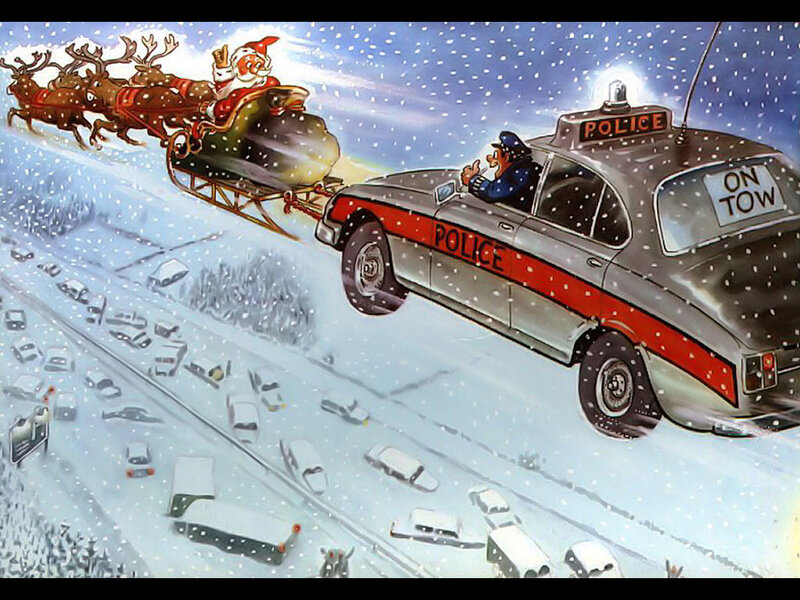 Santa chased by police car