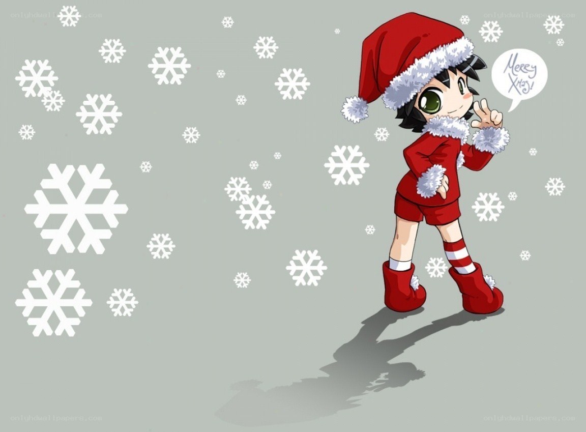 Santa-clad anime character