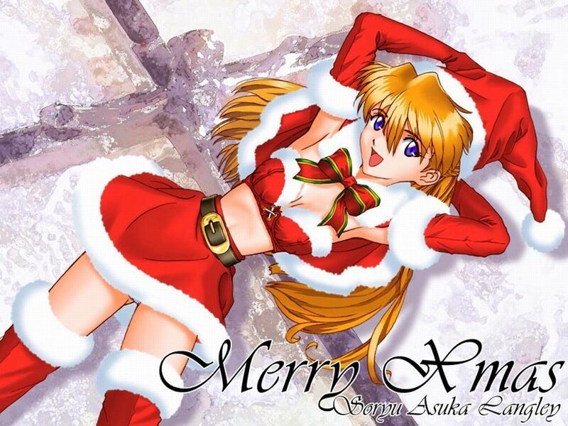 Santa-clad anime character