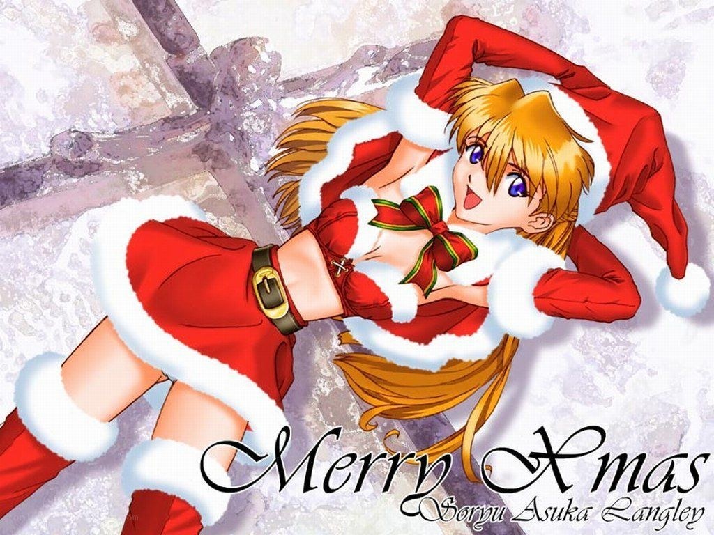 Santa-clad anime character