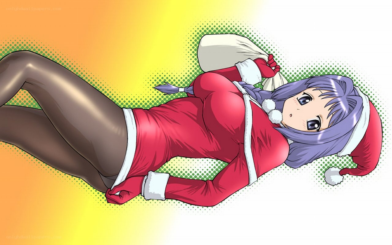 Santa-clad anime character