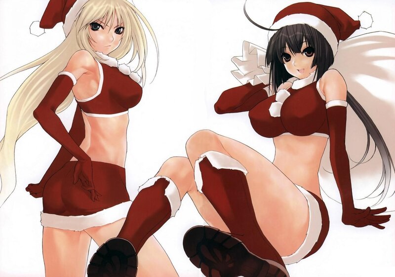 Santa-clad anime girls