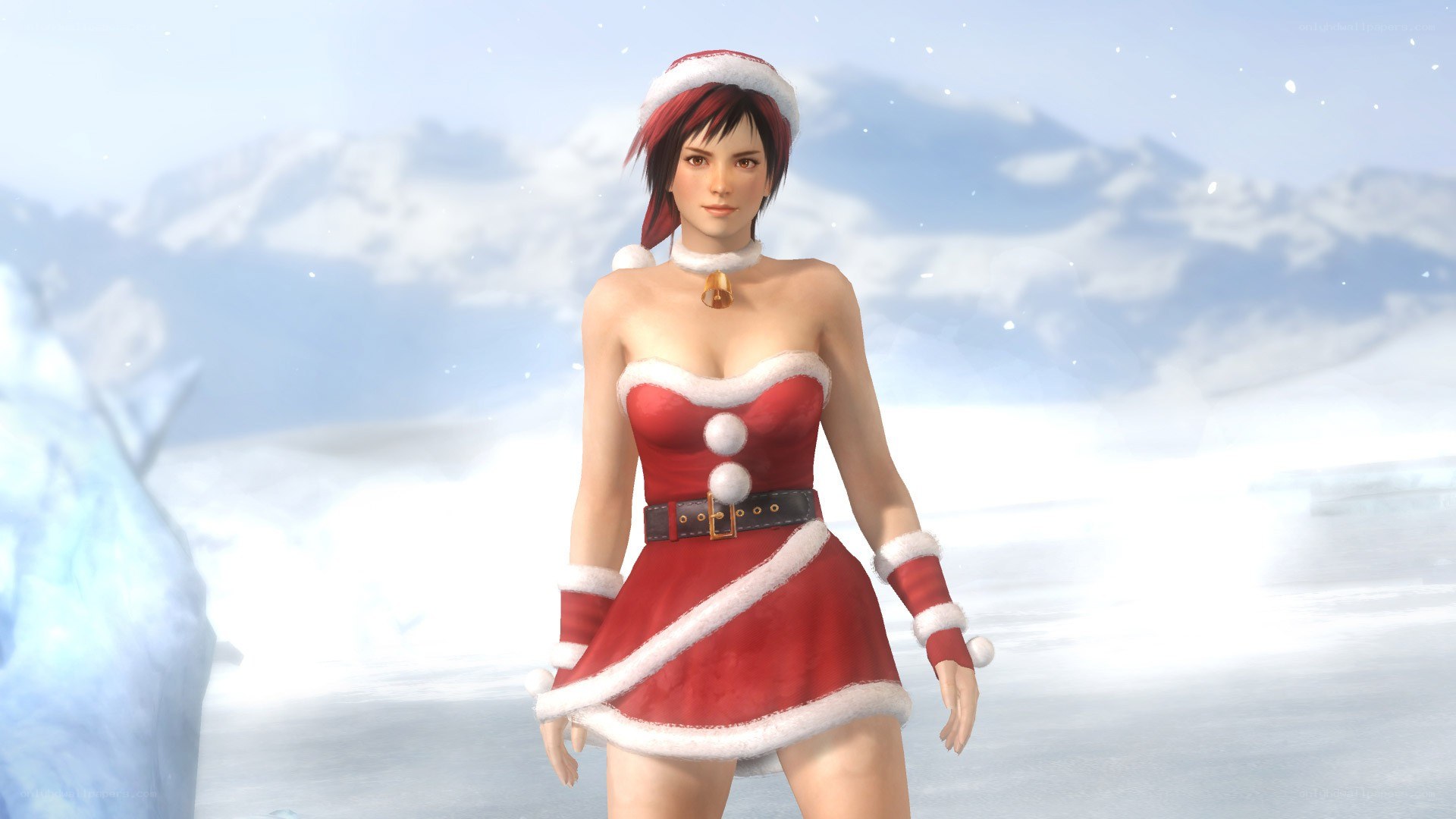 Santa-clad character in snow
