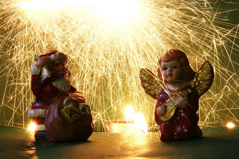 Santa Claus and Angel Figurines