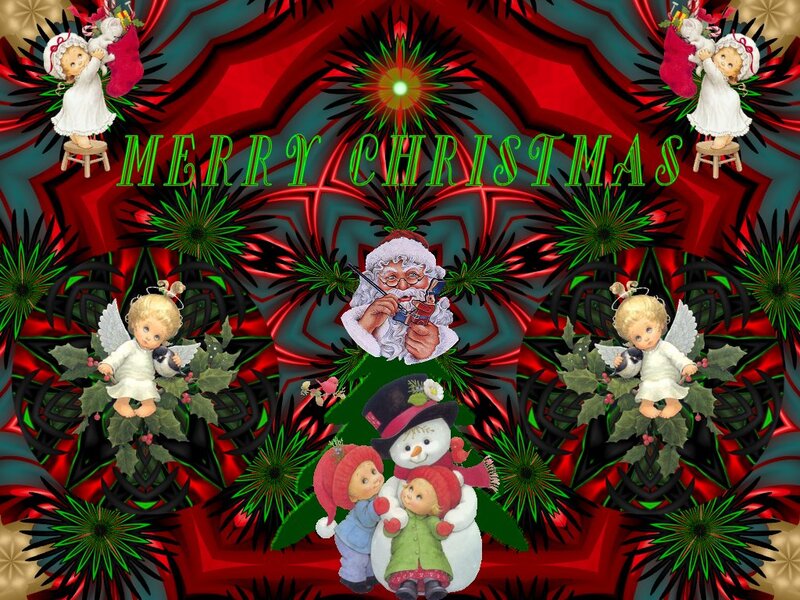 Santa Claus and Angels — Red, Festive