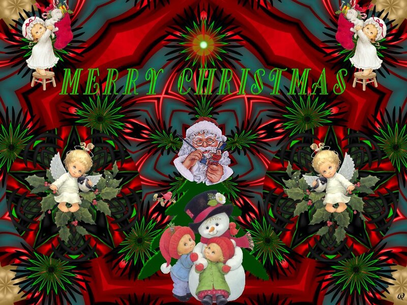 Santa Claus and Angels — Red
