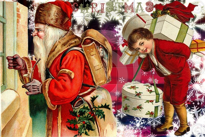 Santa Claus and Child — Red