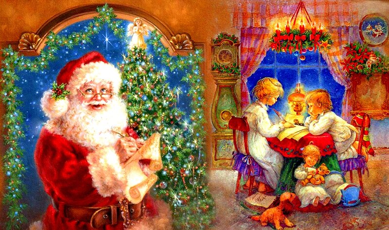 Santa Claus and Children — Red