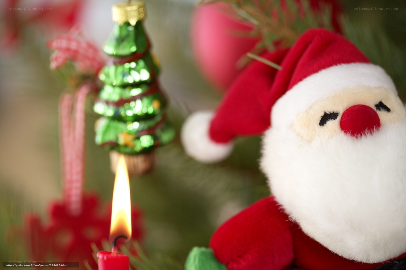 Santa Claus and Christmas ornaments